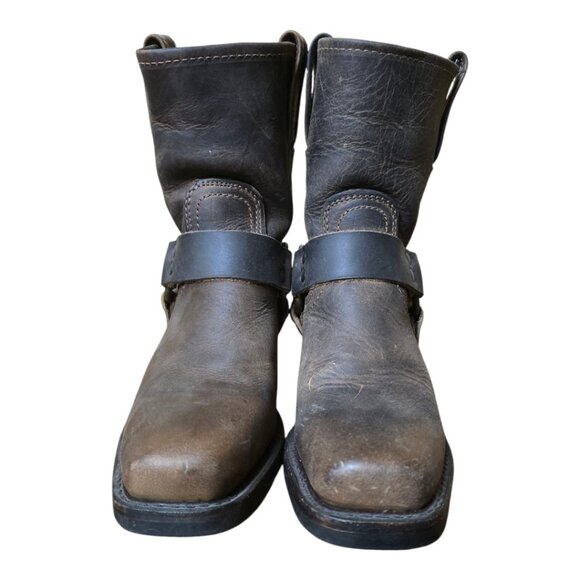 Ladies Frye Brown Leather Harness Ankle Boots - Picture 4 of 10